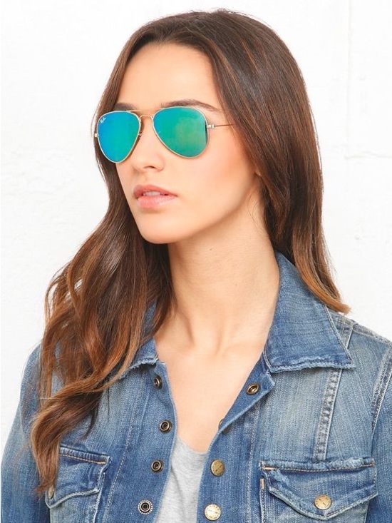 Ray-Ban Accessories - Ray-Ban Aviator Sunglasses with Green-Blue Mirrored Lenses